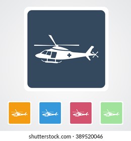 Square flat buttons icon of Helicopter. Eps-10.