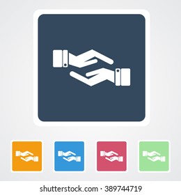 Square flat buttons icon of Helping Hand. Eps-10.