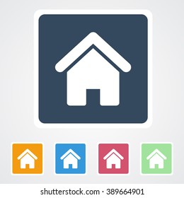 Square flat buttons icon of Home. Eps-10.