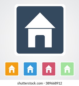 Square flat buttons icon of Home. Eps-10.