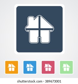 Square flat buttons icon of Home. Eps-10.