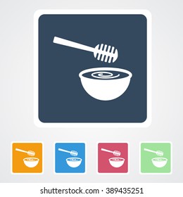 Square flat buttons icon of Honey & Dipper. Eps-10.