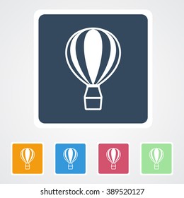 Square flat buttons icon of Hot Air Balloon. Eps-10.