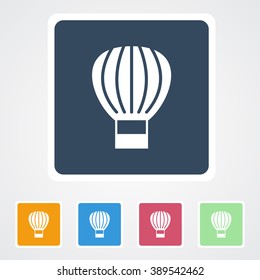 Square flat buttons icon of Hot Air Balloon. Eps-10.