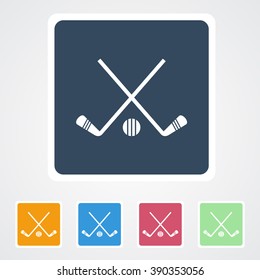 Square flat buttons icon of Ice Hockey. Eps-10. 