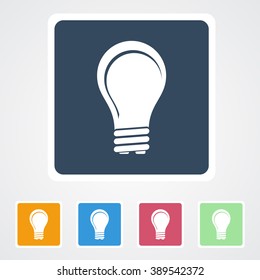 Square flat buttons icon of Idea or Bulb. Eps-10.