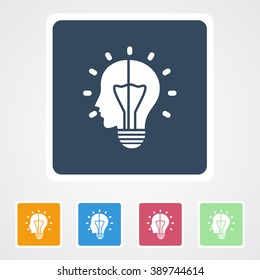 Square flat buttons icon of Idea Or Bulb. Eps-10.