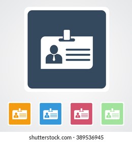 Square flat buttons icon of Identity Card. Eps-10.