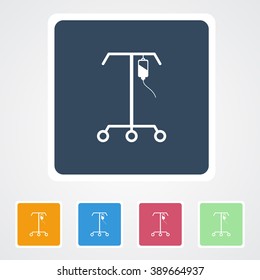 Square flat buttons icon of IV Stand. Eps-10.