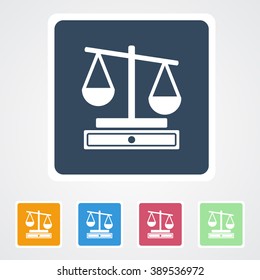 Square flat buttons icon of Justice Scale. Eps-10.