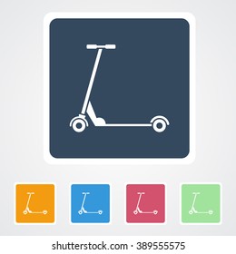 Square flat buttons icon of Kids Scooter. Eps-10.