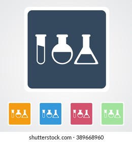 Square flat buttons icon of Laboratory Glass. Eps-10.