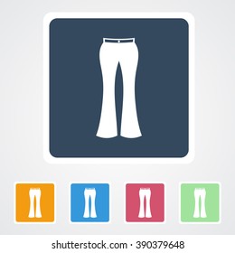 Square flat buttons icon of Ladies Pant or Trouser. Eps-10. 