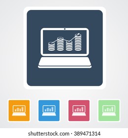 Square flat buttons icon of Laptop. Eps-10.