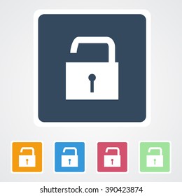 Square flat buttons icon of Lock. Eps-10. 