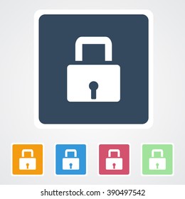 Square flat buttons icon of Lock. Eps-10. 