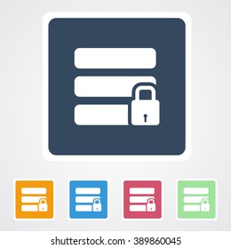 Square flat buttons icon of Locked Data or Secure data. Eps-10.