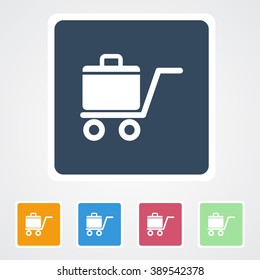 Square flat buttons icon of Luggage Cart. Eps-10.