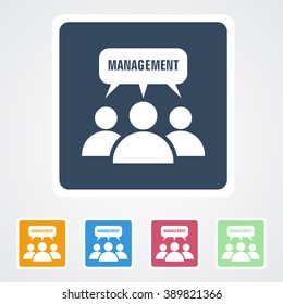 Square flat buttons icon of Management Team. Eps-10.