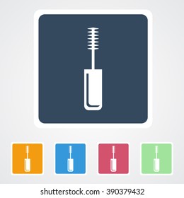 Square flat buttons icon of Mascara. Eps-10. 