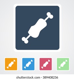 Square flat buttons icon of Meat. Eps-10.