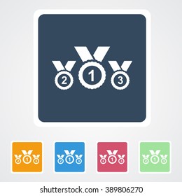 Square flat buttons icon of Medals. Eps-10.