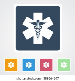 Square flat buttons icon of Medical Symbol. Eps-10.