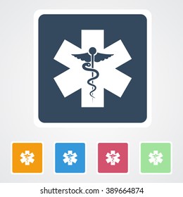 Square flat buttons icon of Medical Symbol. Eps-10.