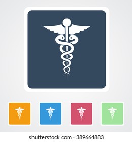 Square flat buttons icon of Medical Symbol. Eps-10.