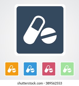 Square flat buttons icon of Medicine. Eps-10.
