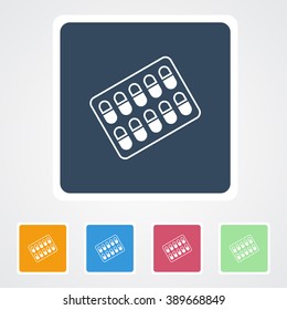 Square flat buttons icon of Medicine. Eps-10.