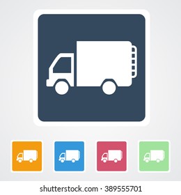 Square flat buttons icon of Mini Truck. Eps-10.