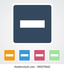 Square flat buttons icon of Minus. Eps-10. 
