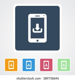 Square flat buttons icon of Mobile Download. Eps-10.