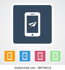 Square flat buttons icon of Mobile  & Send. Eps-10.