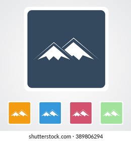 Square flat buttons icon of Mountains. Eps-10.
