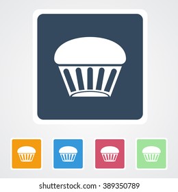 Square flat buttons icon of Muffins or Cup Cake. Eps-10.