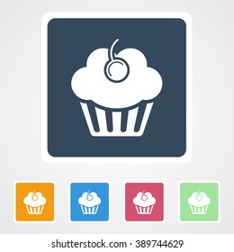 Square flat buttons icon of Muffins & Cup Cake. Eps-10.