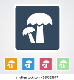 Square flat buttons icon of Mushroom. Eps-10.