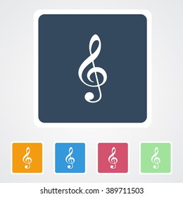 Square flat buttons icon of Music Note. Eps-10