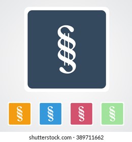 Square flat buttons icon of Music Note. Eps-10