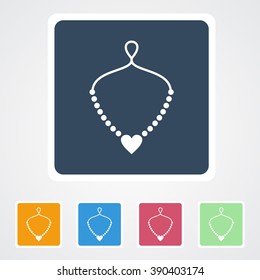 Square flat buttons icon of Necklace. Eps-10. 