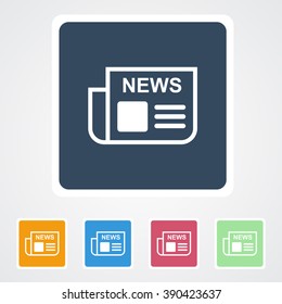 Square flat buttons icon of News Paper. Eps-10. 