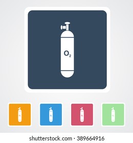 Square flat buttons icon of Oxygen Cylinder. Eps-10.