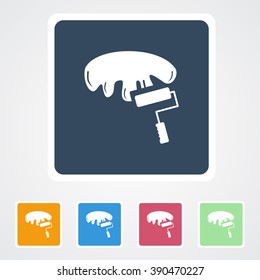 Square flat buttons icon of Paint Brush. Eps-10. 