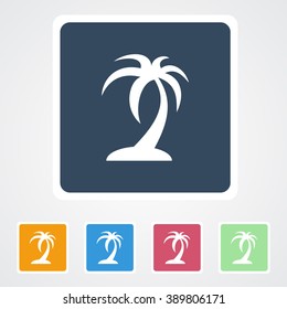 Square flat buttons icon of Palm Tree. Eps-10.