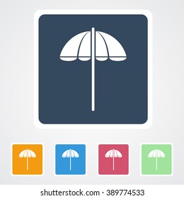 Square flat buttons icon of Parasol. Eps-10.