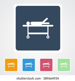 Square flat buttons icon of Patient on Stretcher. Eps-10.