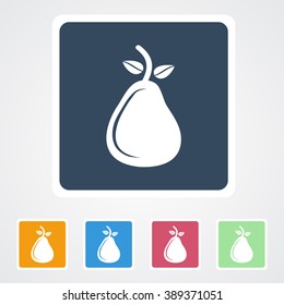 Square flat buttons icon of Pear. Eps-10.