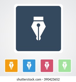 Square flat buttons icon of Pen or Write. Eps-10. 
